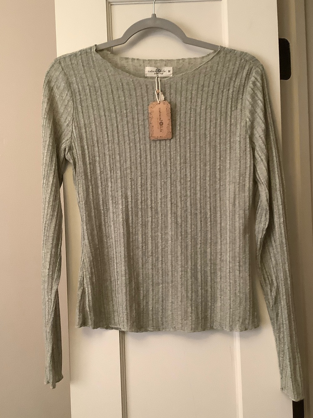 NATURAL LIFE Sage Green Ribbed Long Sleeve Crewneck Top - Picture 2 of 7